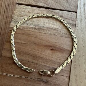 VTG AR Italy Braided Link Bracelet Size 7.5 Lobster 14K 585 Yellow Gold 7.6g
